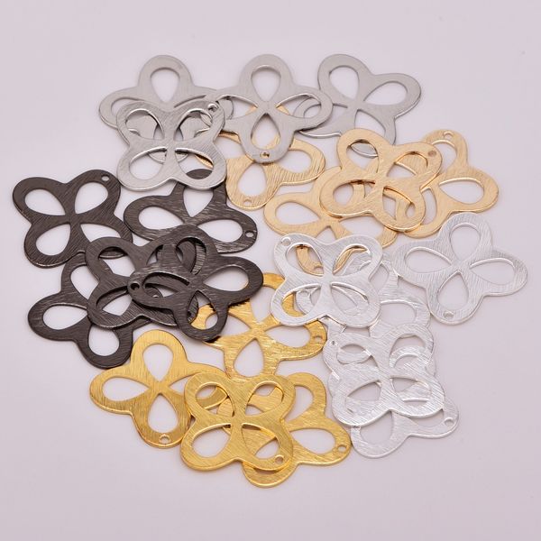 

10pcs/lot zhu ru 23mm ninja darts four-leaf clover double hole connection charms pendants for jewelry making diy handmade, Blue;slivery