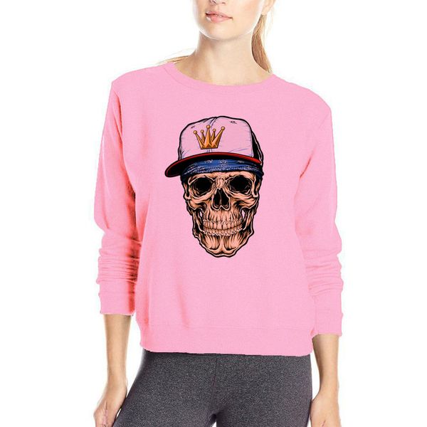 

cool skull printing hoody fashion hip hop outwear womens loose hoodies comfortable cotton clothes fashion skull trendy hoodie, Black
