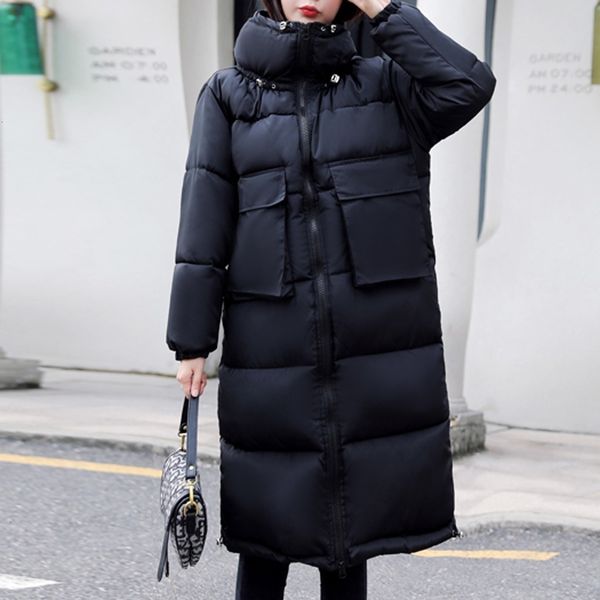 

women oversize parkas warm thick outerwear zipper coat slim cotton-padded jacket winter jacket women parkas outerwear coats 2019, Black
