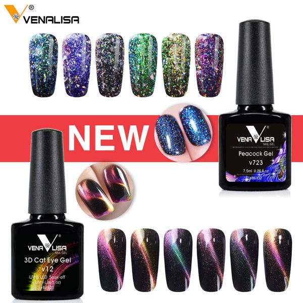

new soak off peacock gelpolish starry bling glitter nail chameleon sequins 3d cat eye nail art gel polish, Red;pink