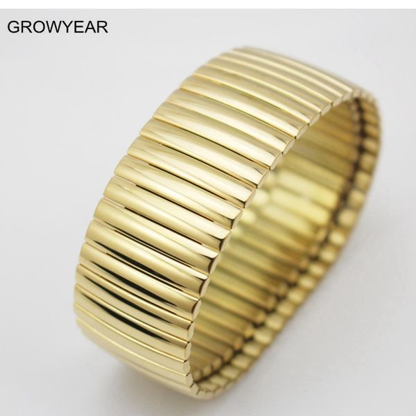 

fashion stainless steel jewelry golden streched bangle bracelet wristband for women men ing, Black