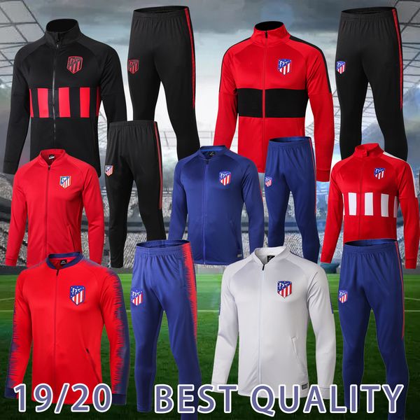 

atletico jacket training suit griezmann ftorres koke 2019/20 atletico madrid football jacket long zipper soccer red tracksuit, Black