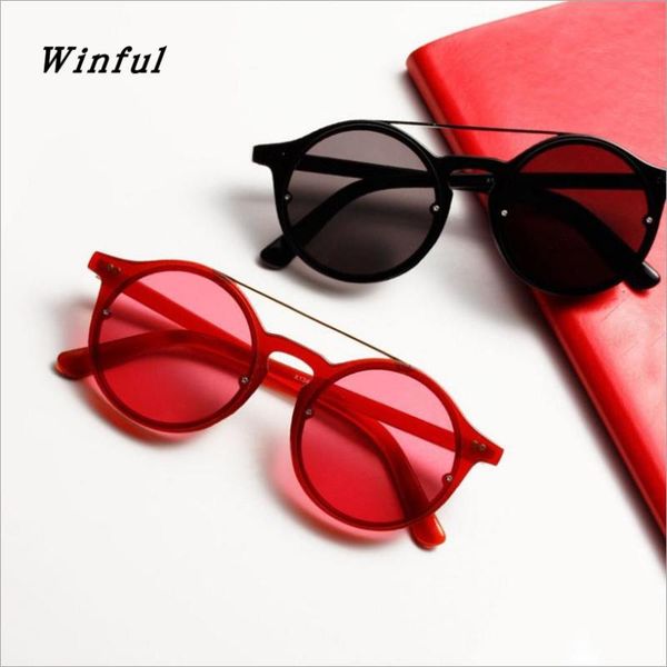

new round cute sunglasses woman brand design double bridge frame sun glasses feminino fashion red eyeglasses for women oculos, White;black