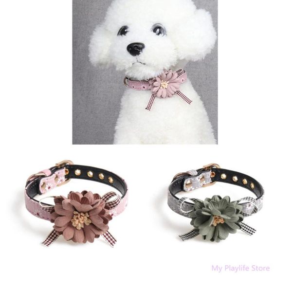 

small dogs cat collars cute flower bowknot collar pet dog collar charms necklaces leash adjustable pet supplies c42