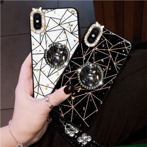 

luxury gemstone stitching rhombus bracket phone case for iphone 11 pro max 6 6s 7 8 plus x xr xs max fashion glitter case