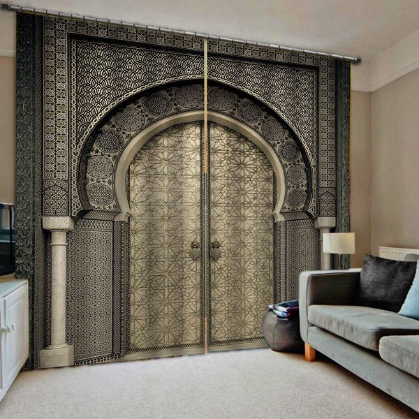 

europe relief arch 3d curtains bedroom living room windproof thickening blackout fabric soundproof windproof curtains