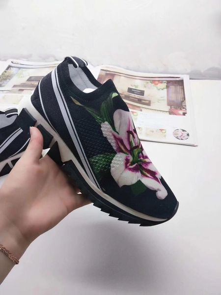 

luxury casual shoes women sorrento sneaker mens mesh sock sneaker designer low pull-on stretch sorrento sneaker printed platform shoes, Black