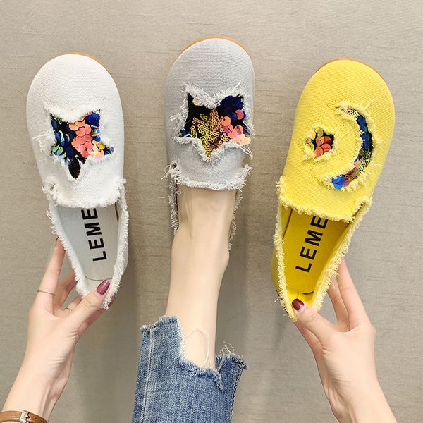 

eofk women canvas shoes woman ladies casual shoes glitter loafers women's flats slip on espadrilles feminino zapatos de mujer, Black