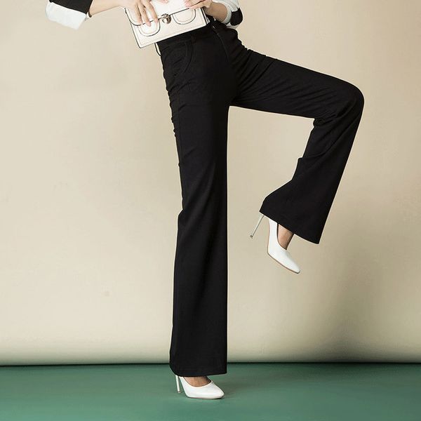 

2020 spring new plus size fashion pants women high waist wide leg straight long beautiful trousers female blue burgundy 6xl 8xl, Black;white