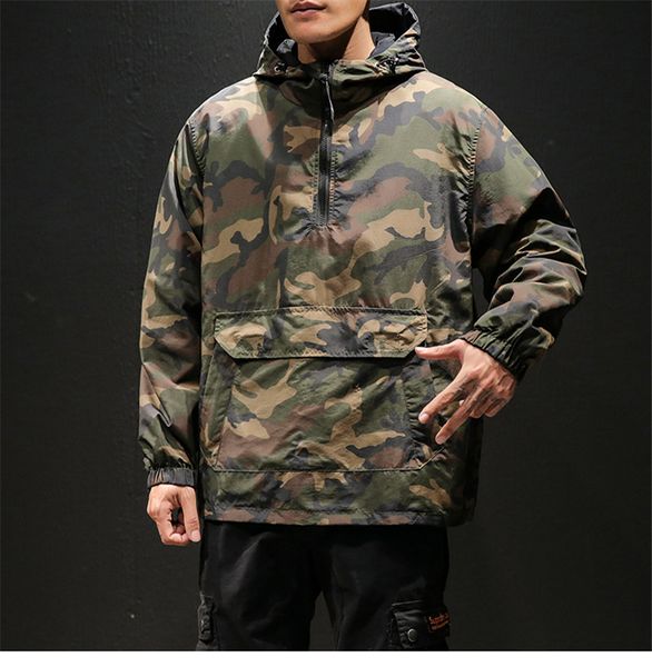 

men's jackets men 2021 camouflage camo windbreakers streetwear hip jacket mens spring tactical casual double sided, Black;brown