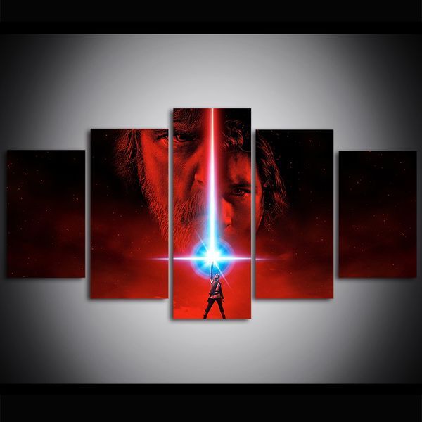 

5 piece large size canvas art print oil painting the last jedi movie wall pictures for living room paintings wall decor modern design