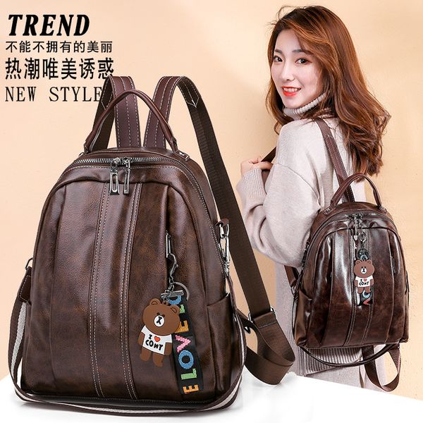 

2019 vehicle suture leather both shoulders package single shoulder multipurpose travel backpack