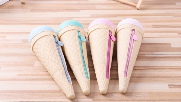 

creative ice cream silical pencil bag pen bagcase school students stationery prize pencilcase pencil collection bag 2pc/lot