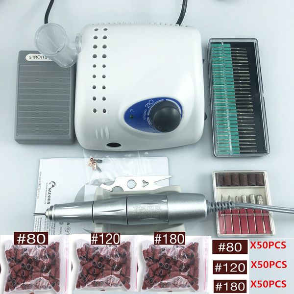 

45000rpm silver handpiece strong 210 pro 105 105l 65w nail drills manicure machine pedicure electric file bits