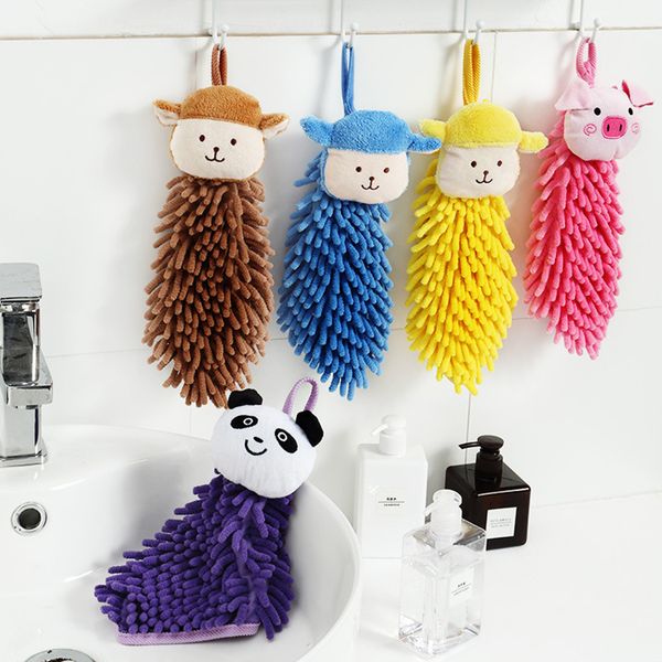 

kitchen accessories handkerchief baby nursery hand towel chenille toddler soft plush cartoon animal wipe car cleaning towel b1, White