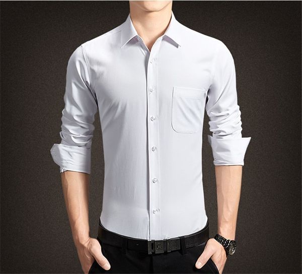 

mens designer dress shirts mens regular length pure color homme turn down collar long sleeve shirts, White;black