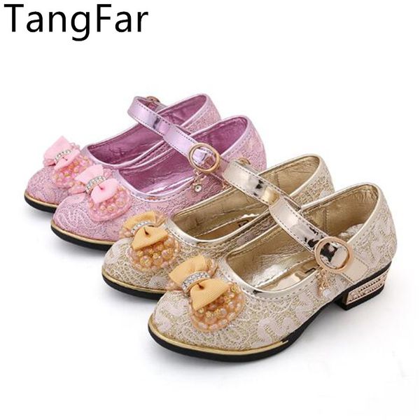 

girls' leather shoes autumn 2020 new children' bowknot shoes soft bottom princess wedding for kids, Black;grey