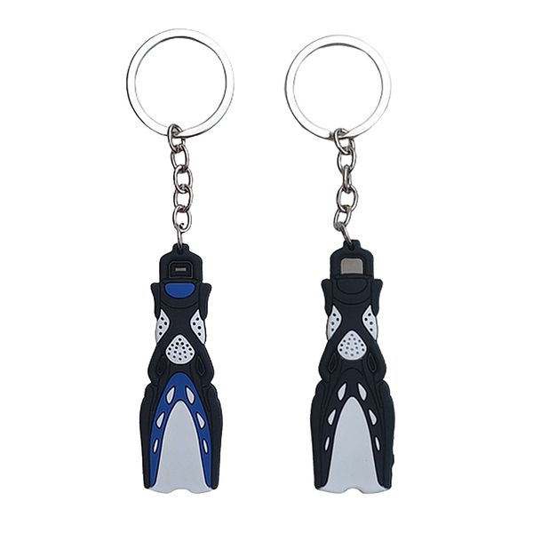 

2pcs mini dive fins flippers key chain holder key ring keychain blue+black