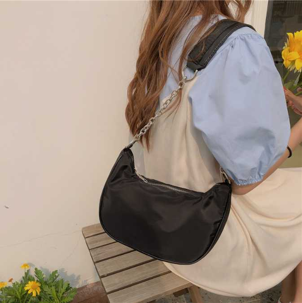 

fashion women bag small baguette nylon shoulder bag girl women vintage handbag travel casual spring summer chain 255li