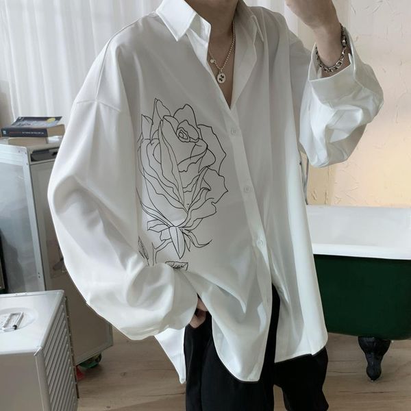 

new arrival vintage flower print women blouses korean streetwear long sleeve turn-down collar shirts harajuku blusas mujer, White