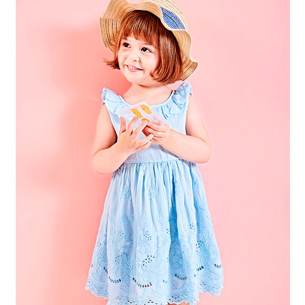 

girl dress ruffles drawstring bow clothes children dress embroidery sleeveless dresses kids clothes crew neck child dress, Red;yellow