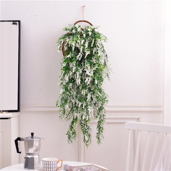 

wall hanging artificial plant faux lavender flowers home wedding office decor