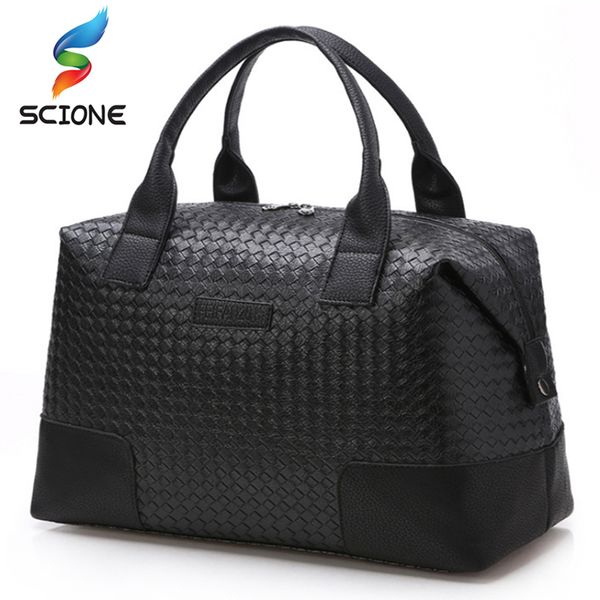 

weave men travel handbag sports training gym bag waterproof black cool messenger shoulder bags duffel luggage bag
