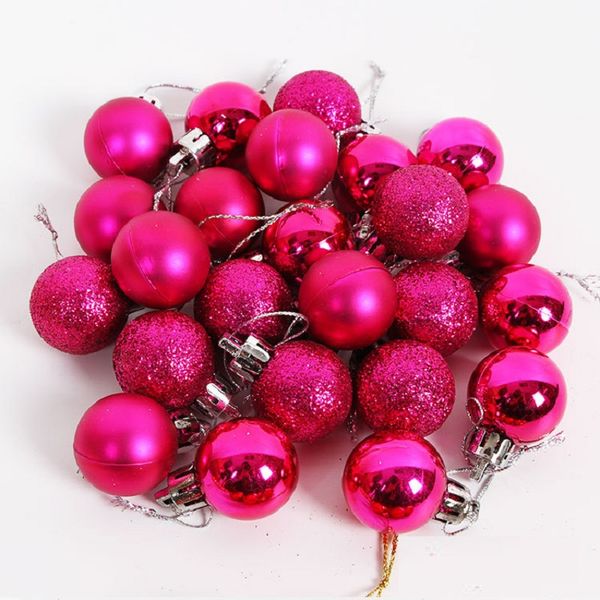 

24pcs christmas ball glitter matte glossy christmas ornaments balls for christmas tree decoration materials red gold green pink