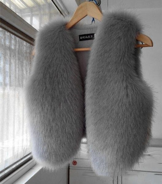 

short women winter coat faux fur vest white/black/grey soft warm fashion winter vest fur coat women