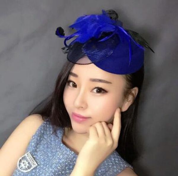 

cheongsam hat female graceful feathers of retro-english tiaras annual meeting decorating horse club dinner dress black white cap