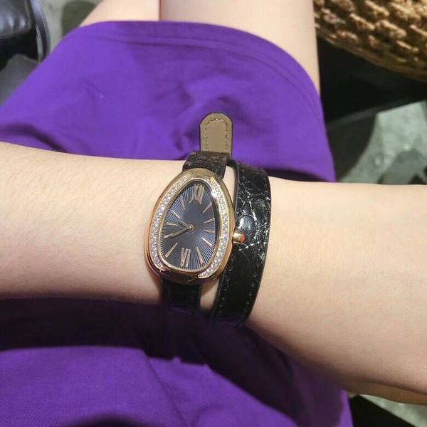 

28mm number shape wrap case black leather watches ladies watch double band bezel roman oval marker quartz womens diamond black gold dia uexc, Slivery;brown