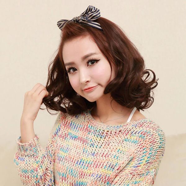 Half Wig Wig Female Short Hair Pear Flower Invisible Seamless Hair