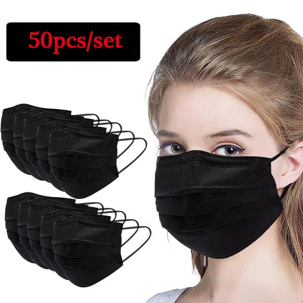 

50pcs/set disposable mask 3 layers protective earloop blue mask anti-bacterial home use comfortable face mask nonwoven filter cottonin stock
