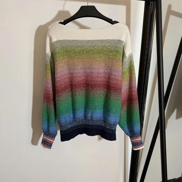 

new sweater comfortable fashion wild womens rainbow color knit sleeve sweater promotion ing, White;black