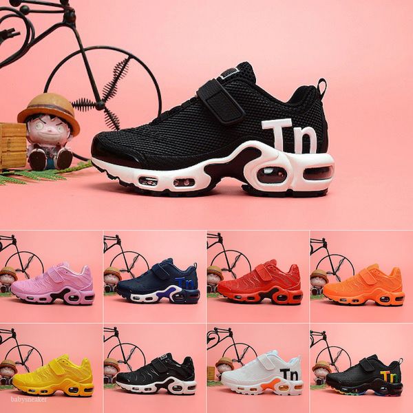 

2019 new designer kids sport shoes 2018 kpu running shoes toddler boys tn trainers tennis chaussures children authentic sneakers, Black