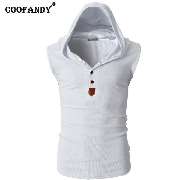 

men casual hooded sleeveless solid button cotton spring, summer, autumn casual, outdoor, etc tank vest, White;black