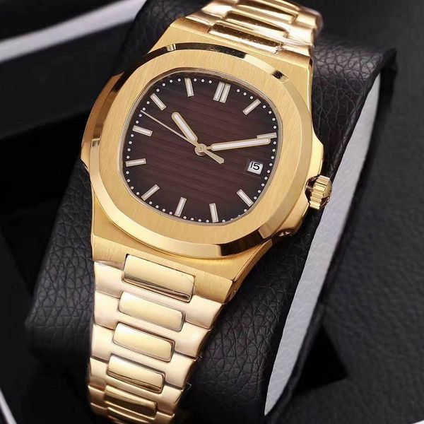

automatic machinery 39mm luxury watch men yellow gold sweeping movement pp watch watch model no battery watches 152, Slivery;brown