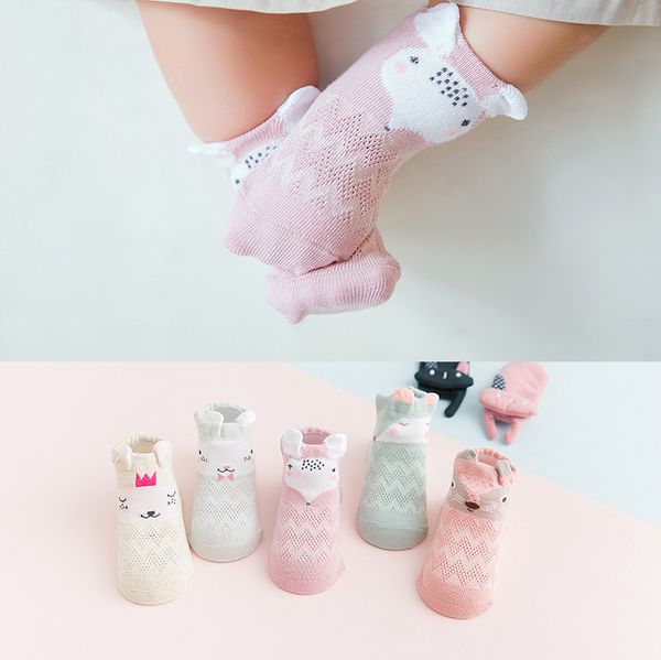 

summer mesh socks for newborns baby cute cartoon socks for girls thin soft cotton boy child socks infants, Pink;yellow