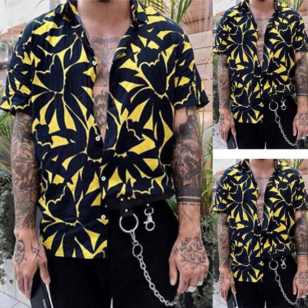 

new arrivals slim fit male luxury stylish shirt men's summer fashion casual lapel print short sleeve shirt blouse -3xl, White;black