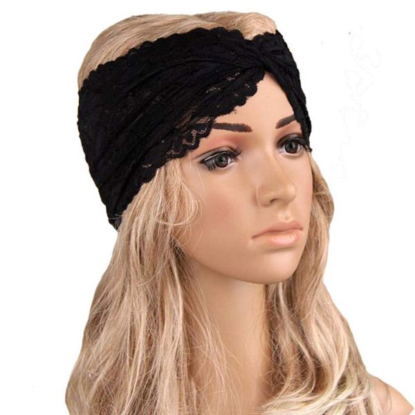 Multicolor Women Headwear Twist Lace Headband Turban 50 15cm