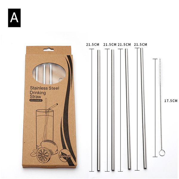 

straw stainless steel 304 straw bottle drink straw with retail package cardboard box eight combinations available