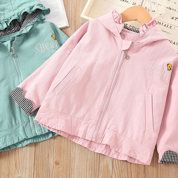 

girls' coat spring and autumn 2020 new fashion kids girls' cartoon hoodie, Blue;gray