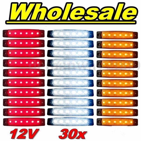 

car truck marker trail side 6 led lights signal lamp trailer pickup side marker indicators light 30pcs red white amber 12v