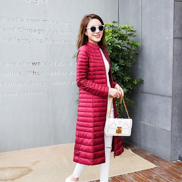 

2020 good quality winter long ultra light down coat women plus size 3xl jacket spring vintage slim thin casual black coat