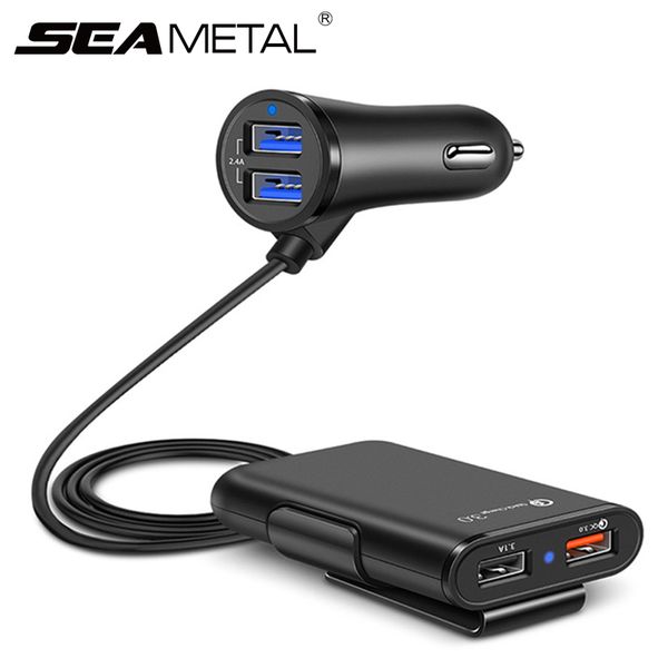 

car charger 4usb splitter car cigarette lighter socket qc 3.0 phone charging power adapter for seat back charge auto electronics