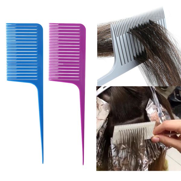 

2pcs sectioning weaving highlighting foiling hair comb salon hair combs, Silver