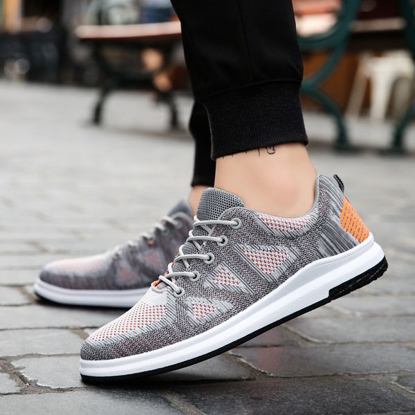 

new 2019 city men casual shoes brand walking breathable footwear shoes male lace up flats men, Black