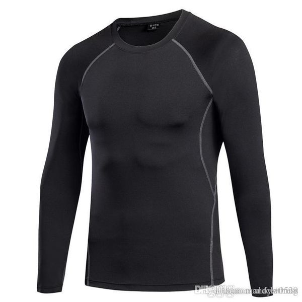

men long sleeve fitness basketball running sports t shirt men thermal muscle autumn gym compression tight tees f03, White;black