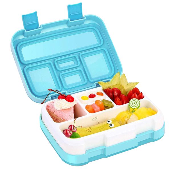 

kitchen lunch box multiple grids clamshell school bento dinnerware kids container rectangular student storage children, Blue;pink