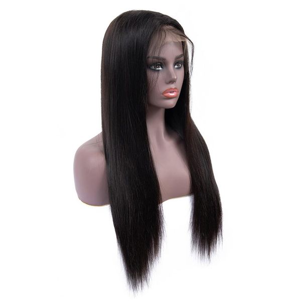 

long straight natural looking hair glueless front wig& full hair wig for african americans woman 24inch heat resistant lace wig, Black